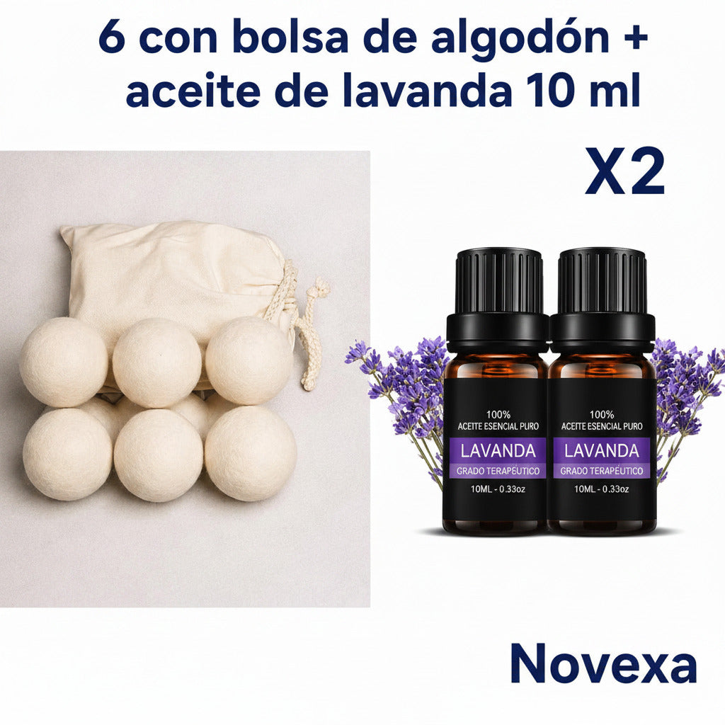 Kit de Bolas para Secadora con Aceite Esencial de Lavanda