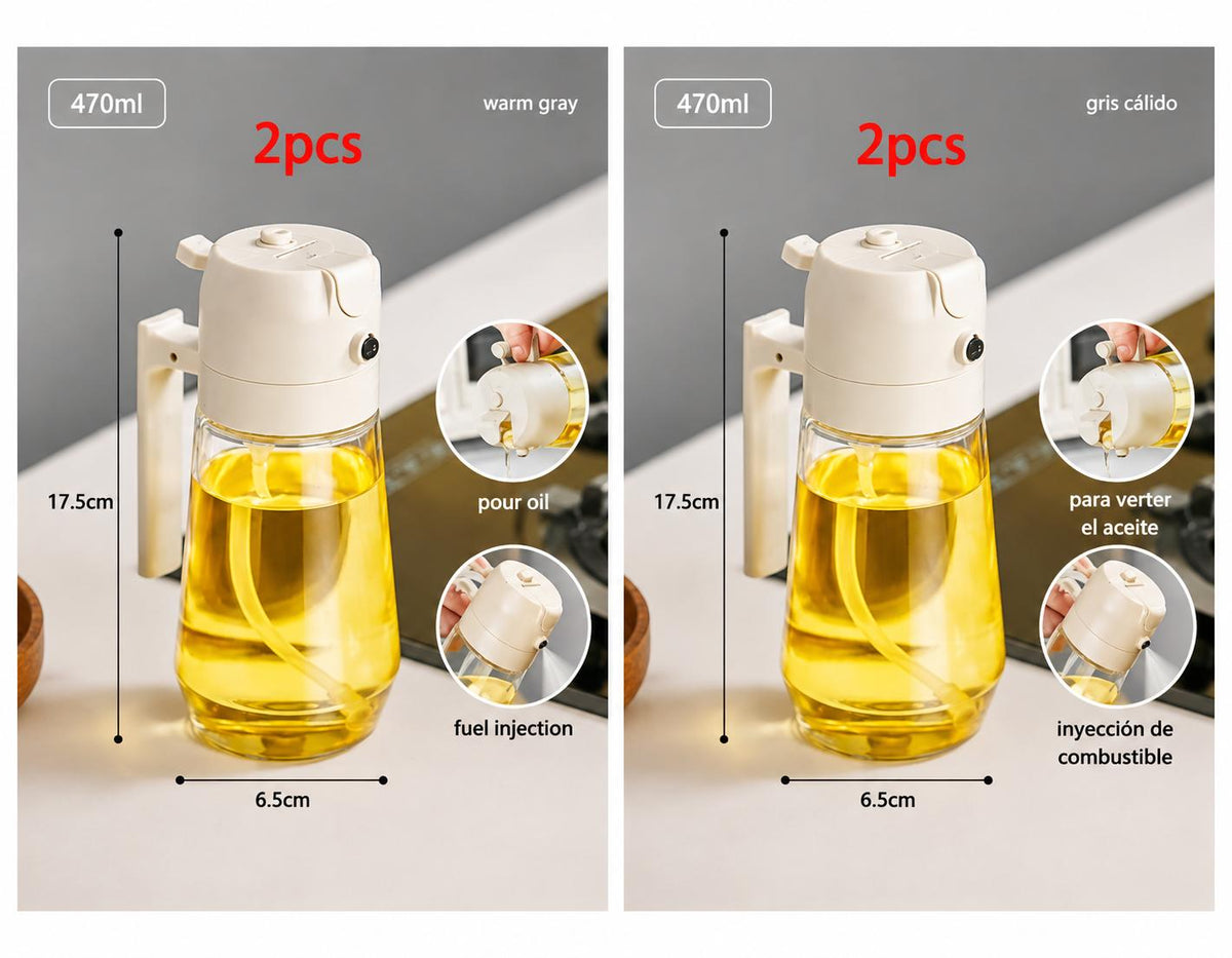 Pulverizador y dispensador antigoteo de Aceite 2 en 1  de Vidrio (470 ml)