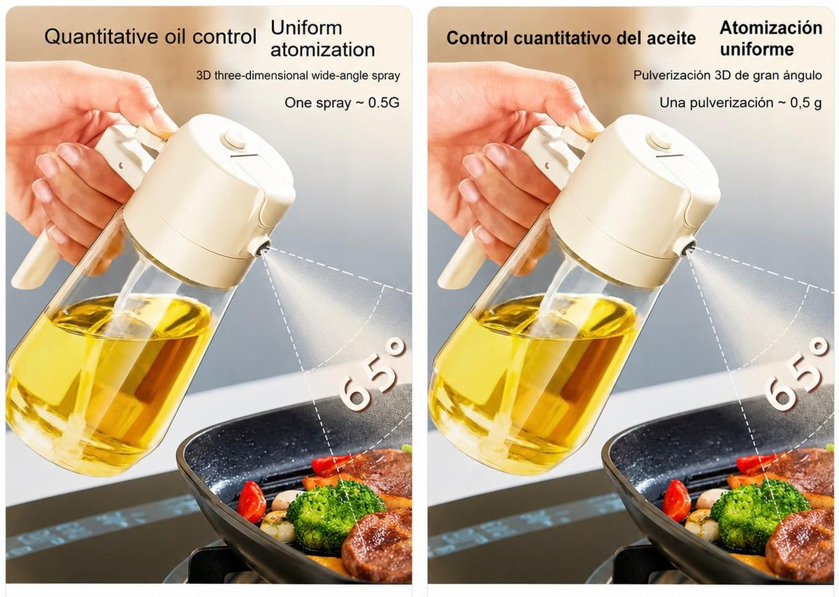 Pulverizador y dispensador antigoteo de Aceite 2 en 1  de Vidrio (470 ml)
