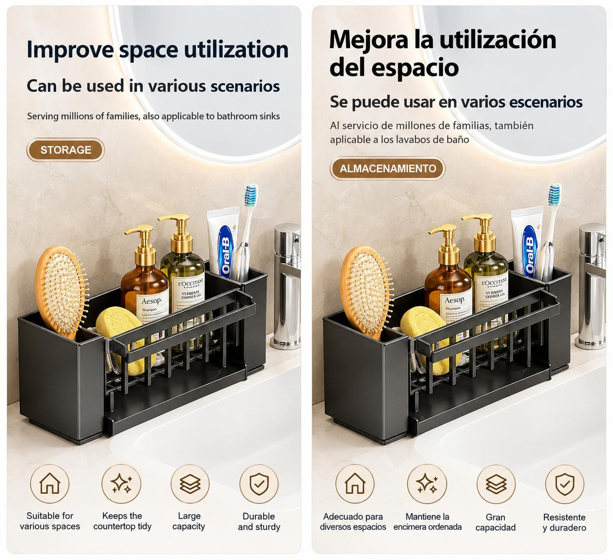 Organizador para Fregadero 3 en 1 Premium