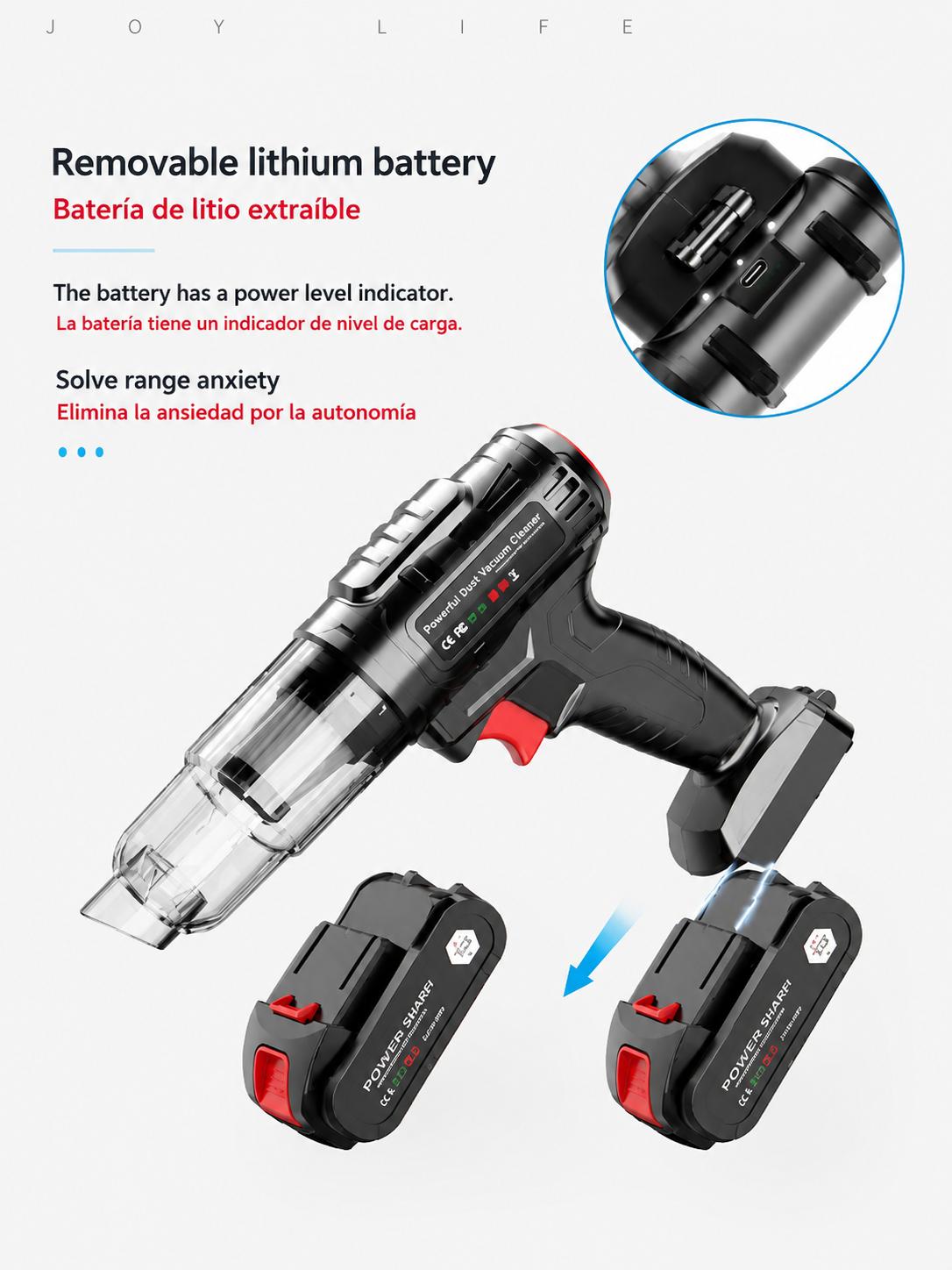 Aspiradora de Mano Inalámbrica 120W para Coche y Hogar| Potente, Compacta y Recargable