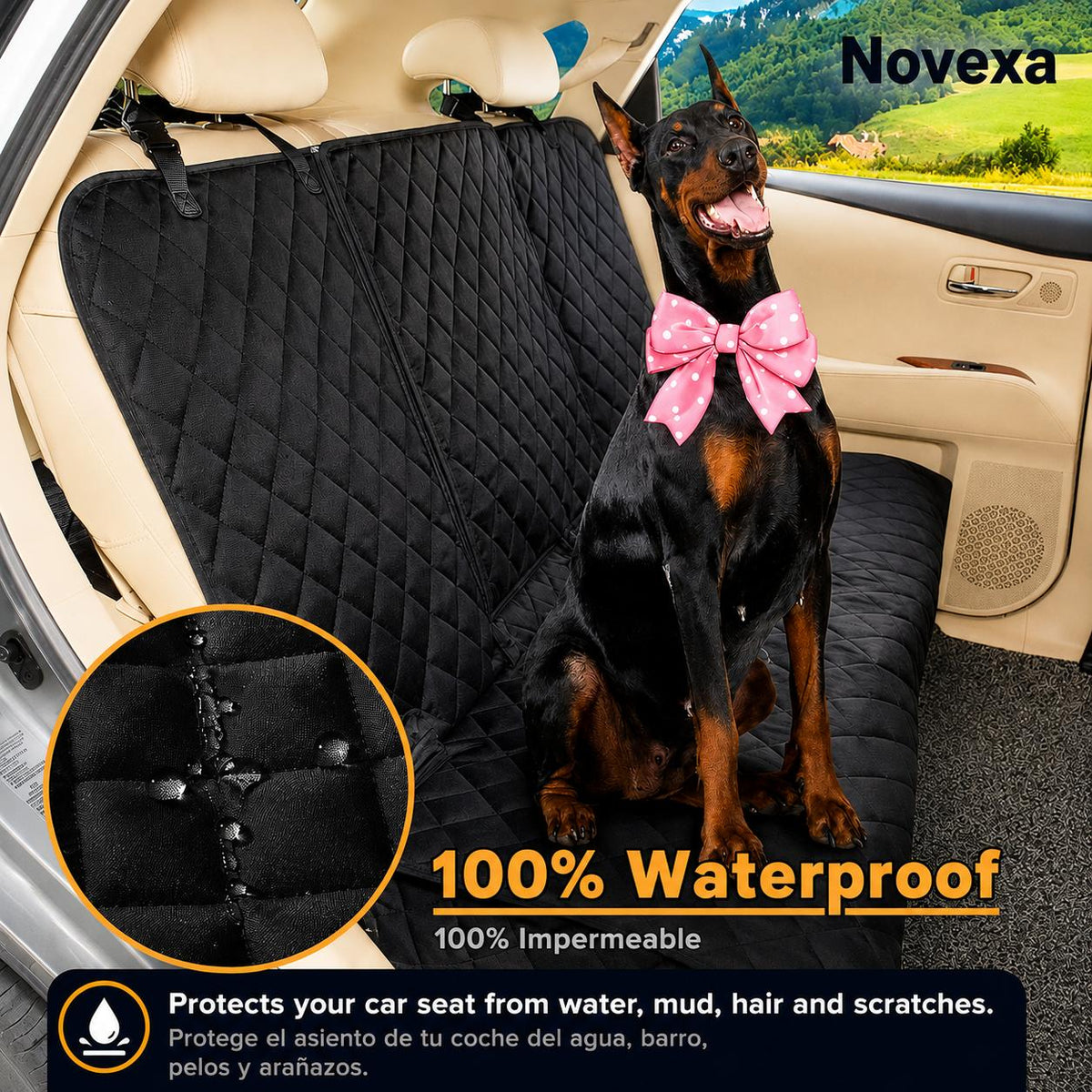 Protector de Asiento para Coche para Perros| Impermeable y Antideslizante