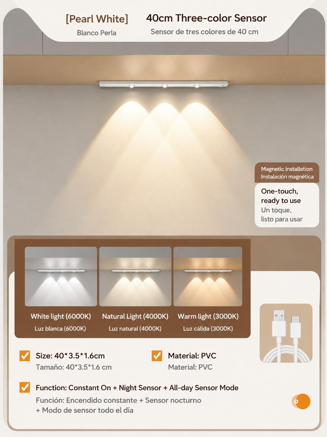 Luz LED con Sensor y 3 Tonos - 40cm