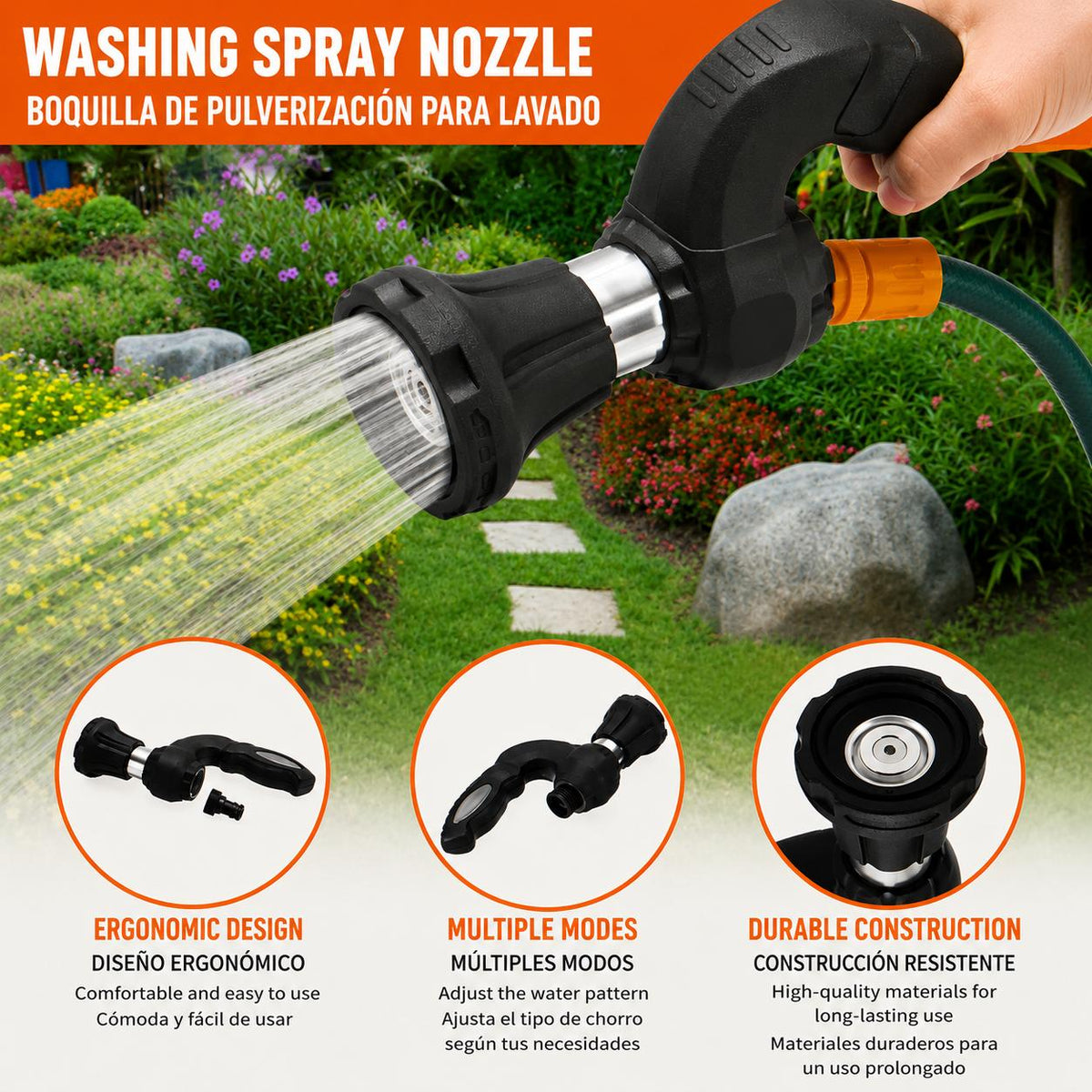 Pistola Multifunción de Agua para Jardín, Coche y Terraza